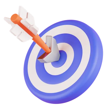 3D dart hitting the center of a target, symbolizing clear goals and mission accuracy