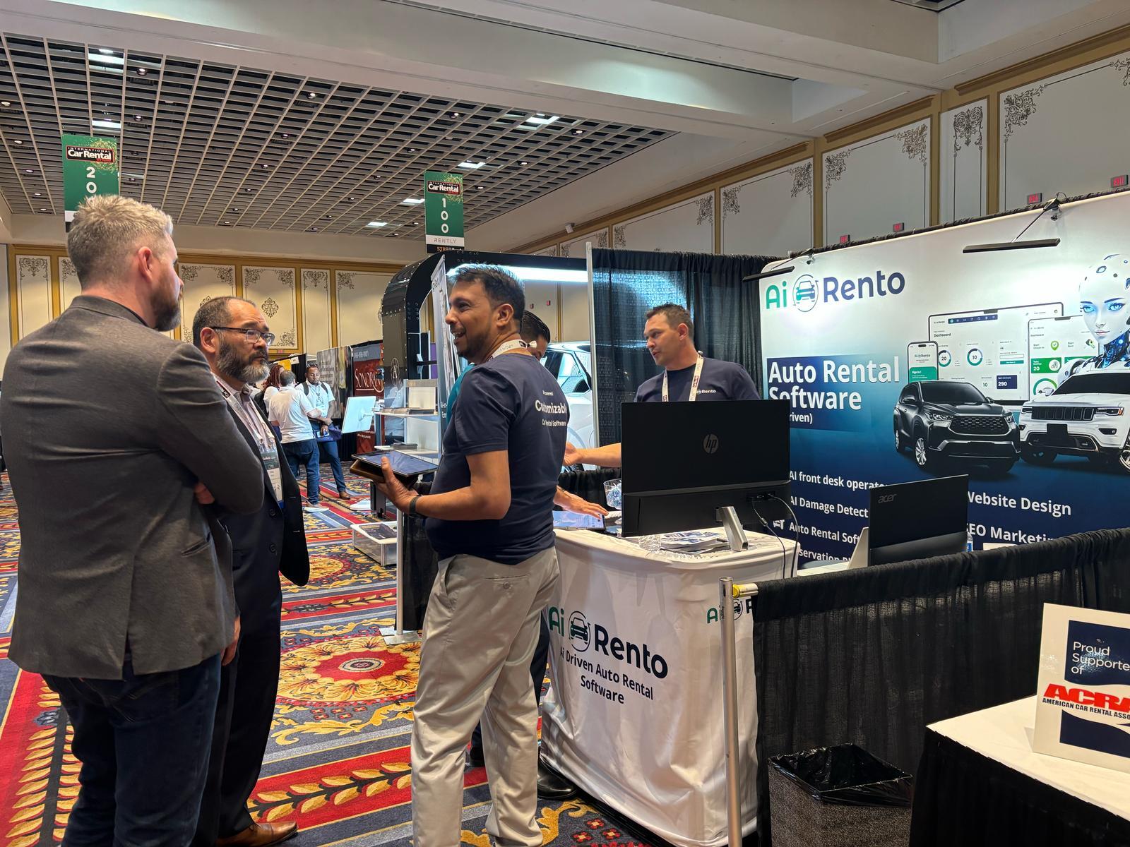 AiRentoSoft team at rental software expo booth